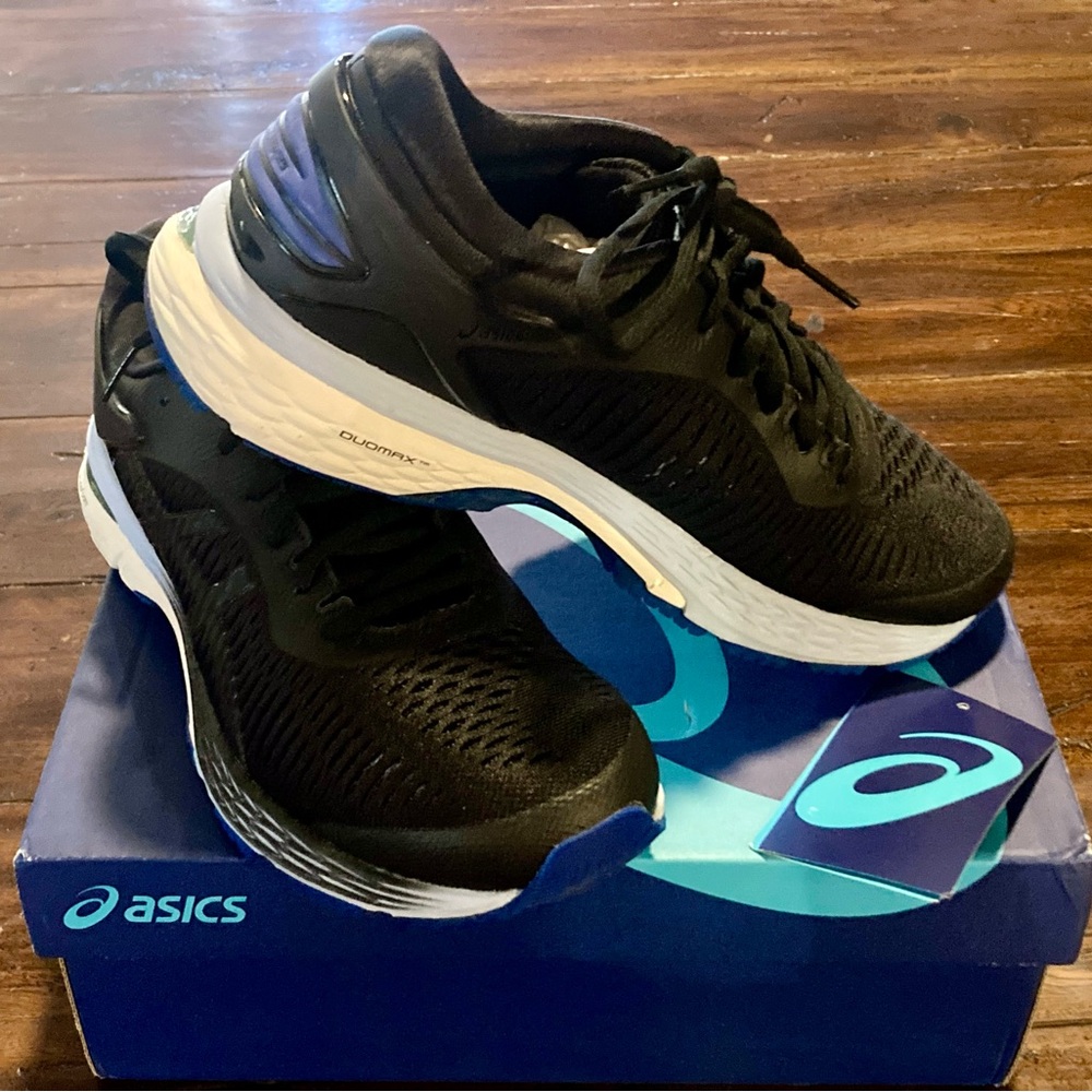 Asics Gel-Kayano 25 Running Shoes Black/Blue Women's 8.5 8 1/2 1012A026-001 +BOX